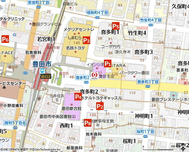 豊田支店付近の地図